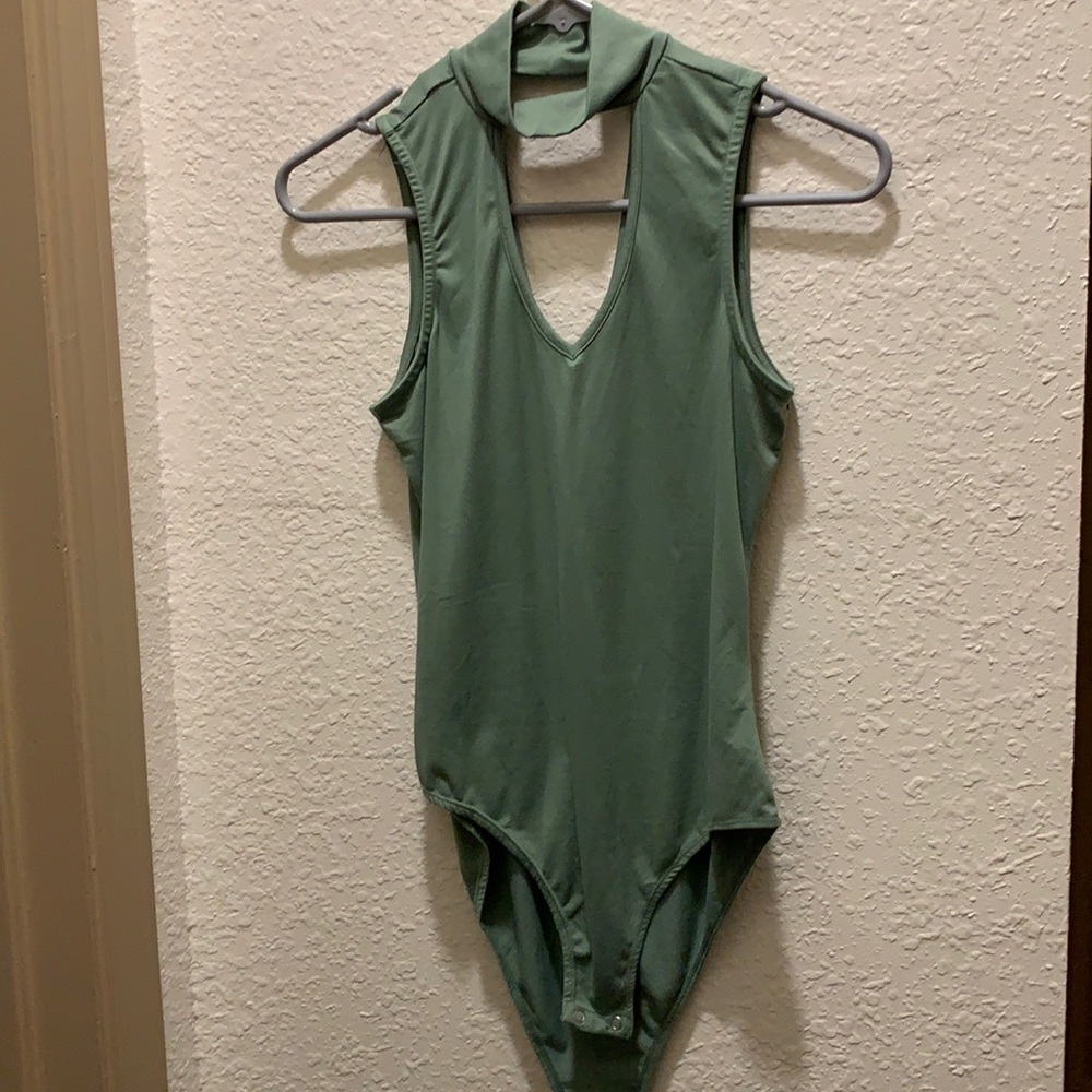 Green Turtle neck bodysuit